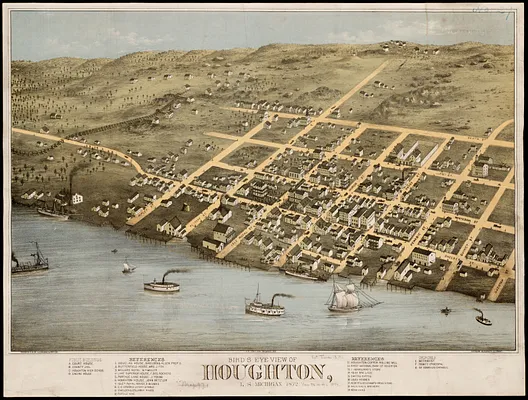 Bird's eye view of Houghton, L.S., Michigan, 1872
