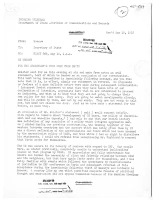 Telegram from United States Ambassador to the Soviet Union Walter Bedell Smith to the Department of State