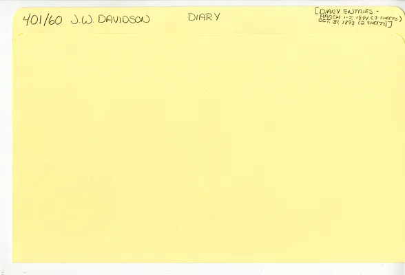 401/60 J.W. Davidson Diary [Diary Entries - March 1-5, 1894 (3 sheets) / Oct. 31, 1893 (2 sheets)]