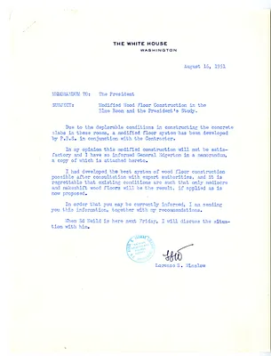 Memorandum from Lorenzo Winslow to President Harry S. Truman, with Attachment