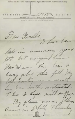 Ford, Gerald R. Letter, approx. 11/13/1937