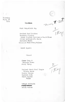 White House Luncheon and Dinner Menu