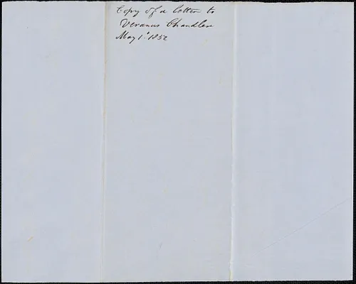 Copy of a letter from Samuel Warner to Veranus Chandler, 1 May 1852