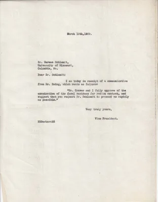 Letters Sent to Dr. Herman Schlundt, March 12, 1929