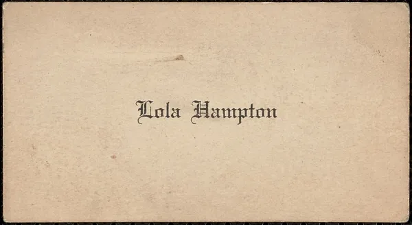 Lola Hampton calling card, [1921-1927]