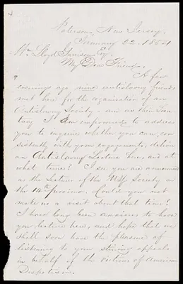 Letter from Alfred Gibbs Campbell, Paterson, New Jersey, to William Lloyd Garrison, January 22, 1854