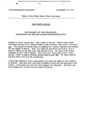 Statement by the President Requested by Boston Media Representatives [Ford Speech or Statement]