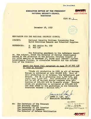 Memorandum from James S. Lay, Jr. to the National Security Council