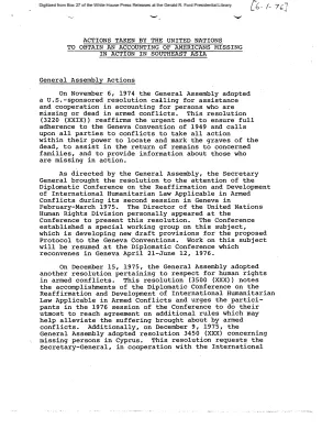 Actions Taken by the United Nations to Obtain an Accounting of Americans Missing in Action in Southeast Asia [Report]
