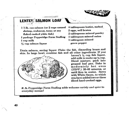 Recipe for Lenten Salmon Loaf