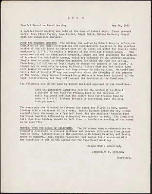 LCRC Special Executive Board Meeting, May 1965