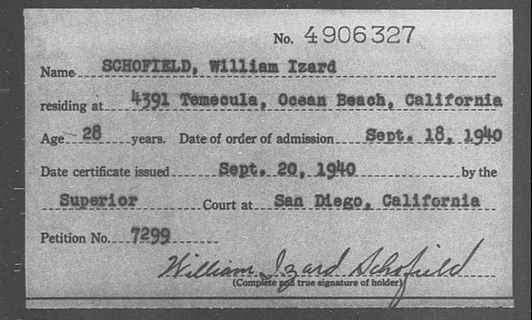 Schofield, William Izard - 1940
