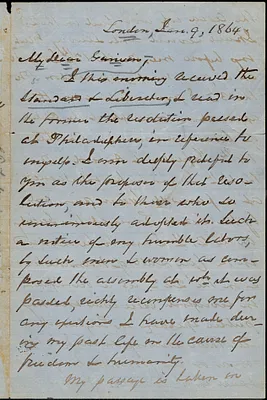 Letter from George Thompson, London, [England], to William Lloyd Garrison, 1864 Jan[uary] 9