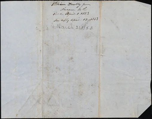 William Dwelley to Samuel Warner, 21 March 1853