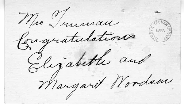 Baby Gift Card from Elizabeth and Margaret Woodson