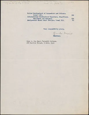 Guido H. Marx [Northern California Committee of the American Civil Liberties Union] typed document (copy) to Sacco-Vanzetti Defense Committee, [San Francisco, Calif., 1927?]