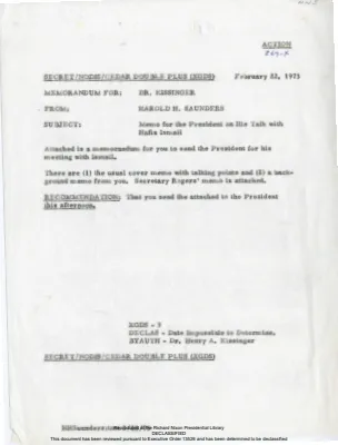 Saunders Memoranda - Sensitive Egypt/Hafez Ismail 1973 [3 of 5]