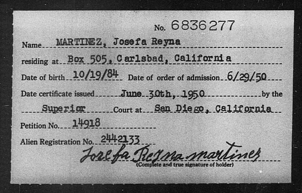 Martinez, Josefa Reyna - 1950