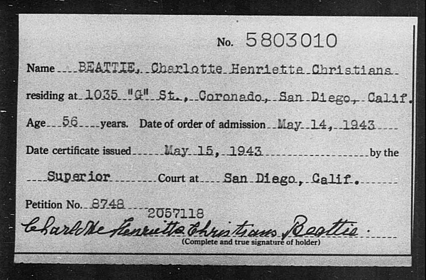 Beattie, Charlotte Henriette Christians - 1943