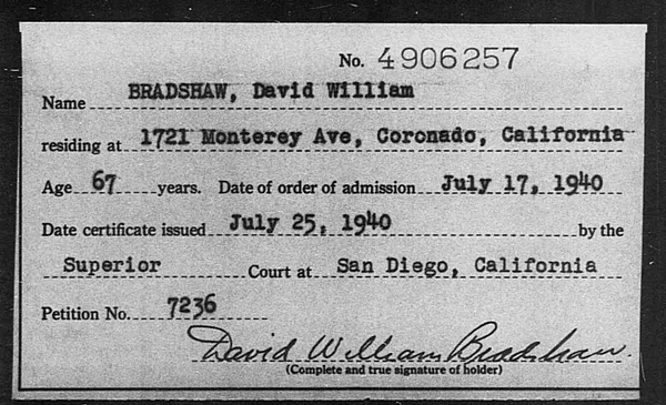 Bradshaw, David William - 1940