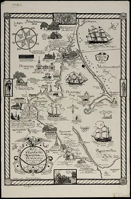 Map of Plymouth, Kingston and Duxbury shewing landmarks of ye olde dayes