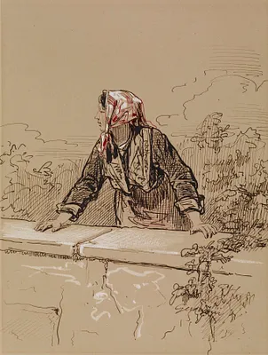 Peasant Woman Leaning on Wall