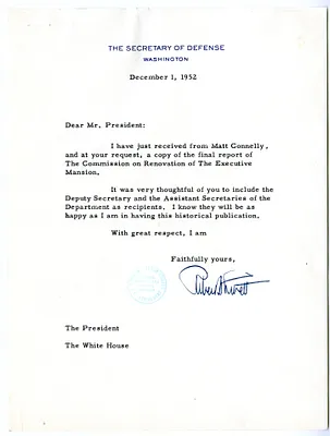 Letter from Secretary of Defense Robert Lovett to President Harry S. Truman
