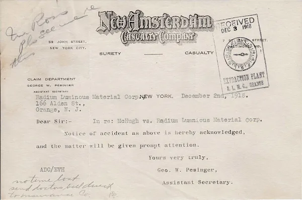 Letters Received, December 2, 1918