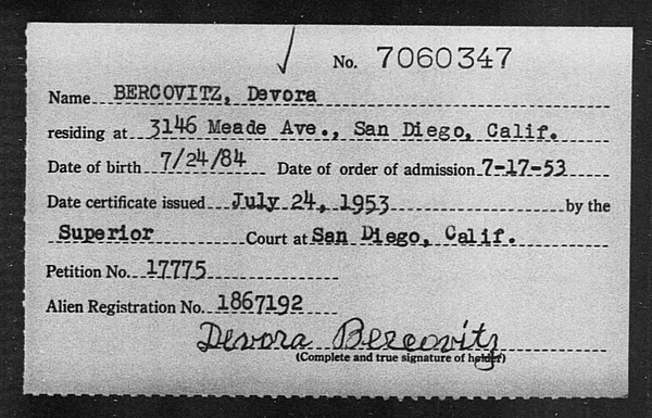 Bercovitz, Devora - 1953