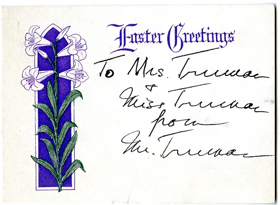 Easter Card from Harry S. Truman to Bess W. Truman and Margaret Truman