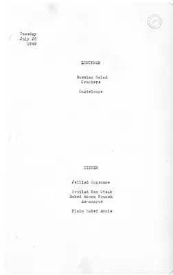 White House Luncheon and Dinner Menu