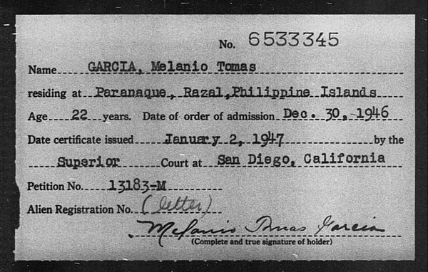 Garcia, Melanio Tomas - 1946