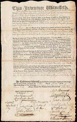 Mary Turner indentured to apprentice with Joseph Patterson of Ware, 5 November 1763