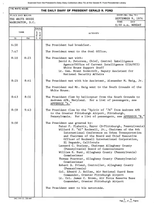 President Gerald R. Ford's Daily Diary, September 09, 1974