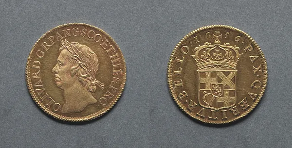 Broad: Oliver Cromwell Lord Protector (obverse); Crowned Shield of Arms (reverse)