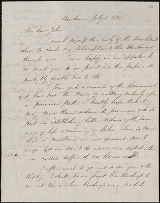 Samuel Osgood autograph letter signed to John Sullivan Dwight, Providence, July 1, 1845