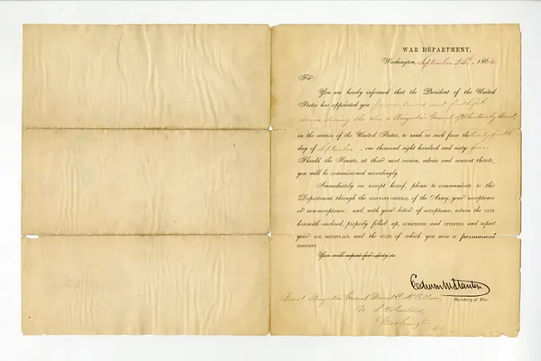 Letter from Edwin Stanton to Colonel McCallum, September 24, 1864