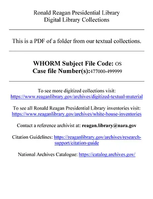 White House Office of Records Management (WHORM) Subject File case files OS (Outer Space): 477000-499999