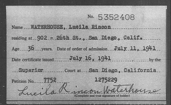 Waterhouse, Lucila Rincon - 1941