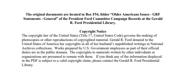 Older Americans Issues - GRF Statements - General