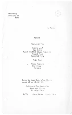 White House Dinner Menu