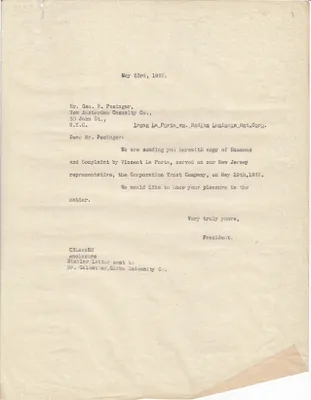 Letters Sent to Geo. W. Pesinger, May 23, 1932