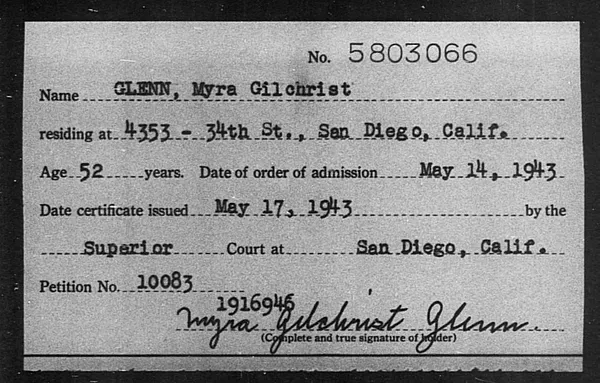 Glenn, Myra Gilchrist - 1943