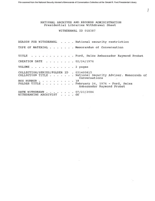 February 24, 1976 - Ford, Swiss Ambassador Raymond Probst
