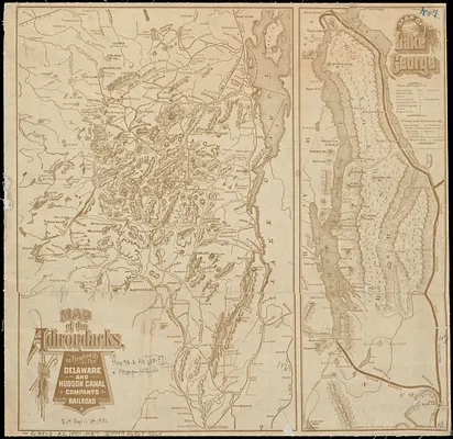 Map of the Adirondacks, as reached by the Delaware and Hudson Canal Companys Railroad ; Map of Lake George