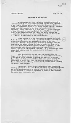 White House Press Release and Press Release, Executive Order 9875