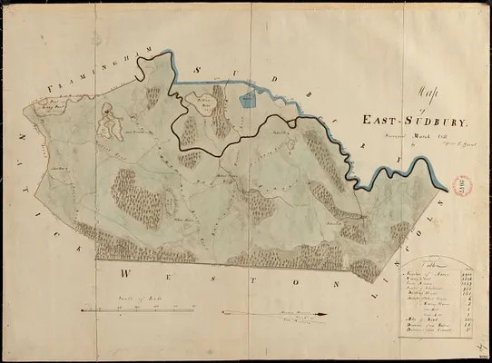 Plan of Wayland (East Sudbury) made by William C Grout, dated March, 1831