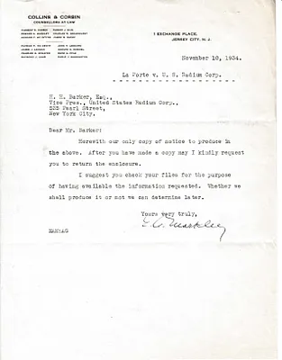 Letters Received to H.H. Barker, November 10, 1934