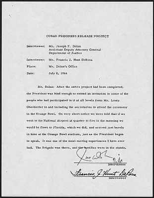 Cuban Prisoners Release Project Joseph Dolan Interview July 8, 1964