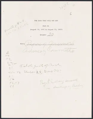 Herbert Brutus Ehrmann Papers, 1906-1970. Sacco-Vanzetti. Part II, Chapter 30: Report of the Governor's Advisory Committee. Box 7, Folder 2, Harvard Law School Library, Historical & Special Collections